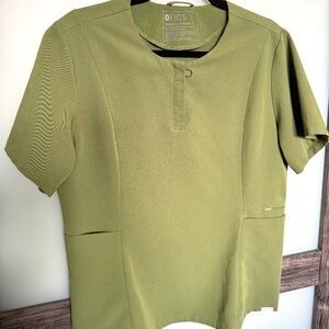 FIGS - Bristol Slim Henley Scrub Top in Dark Olive - Limited Edition